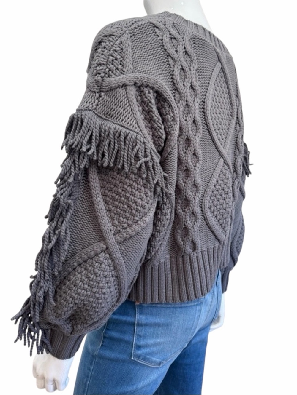 Line And Dot Women’s NWT “Jasper Fringe Sweater” In Charcoal Gray. Size XS. - Picture 10 of 14